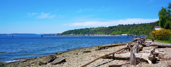 Tacoma Browns Point marina, vista para o porto e Mr.Rainier . — Fotografia de Stock
