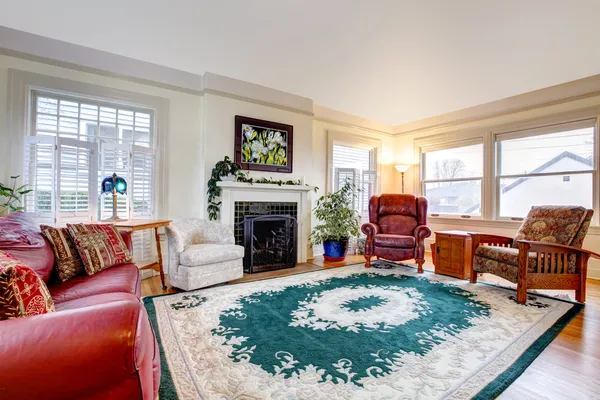 Big living room with fireplace — Stock Photo, Image