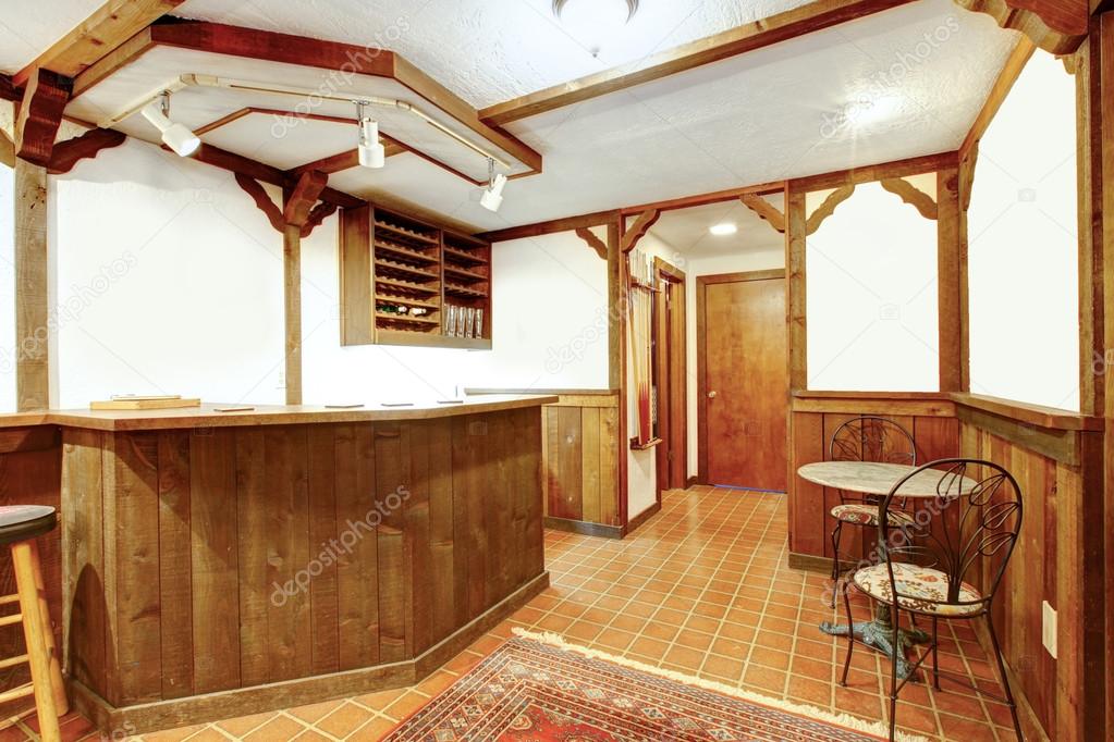 Rustic wooden bar room