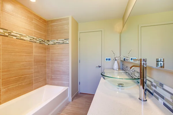 Elegant bathroom with glass vessel sinks — Stock Photo, Image