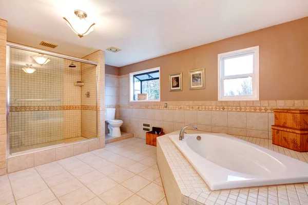 Large warm tones bathroom — Stock Photo, Image