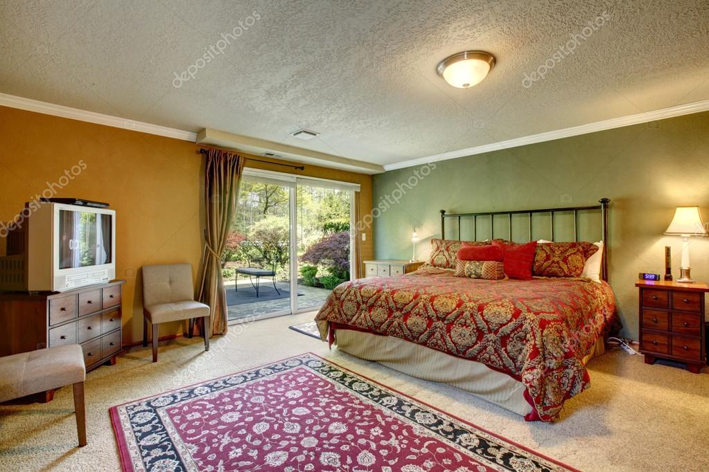 Old Fashioned Bedroom With Walkout Deck Stock Photo