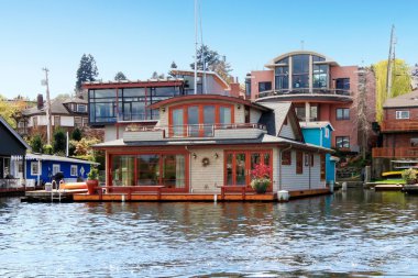 Brick boat house. Lake Washington clipart