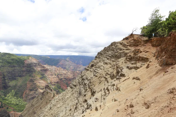 Člověk je výhled na waimea canyon, Havajské ostrovy — Stock fotografie