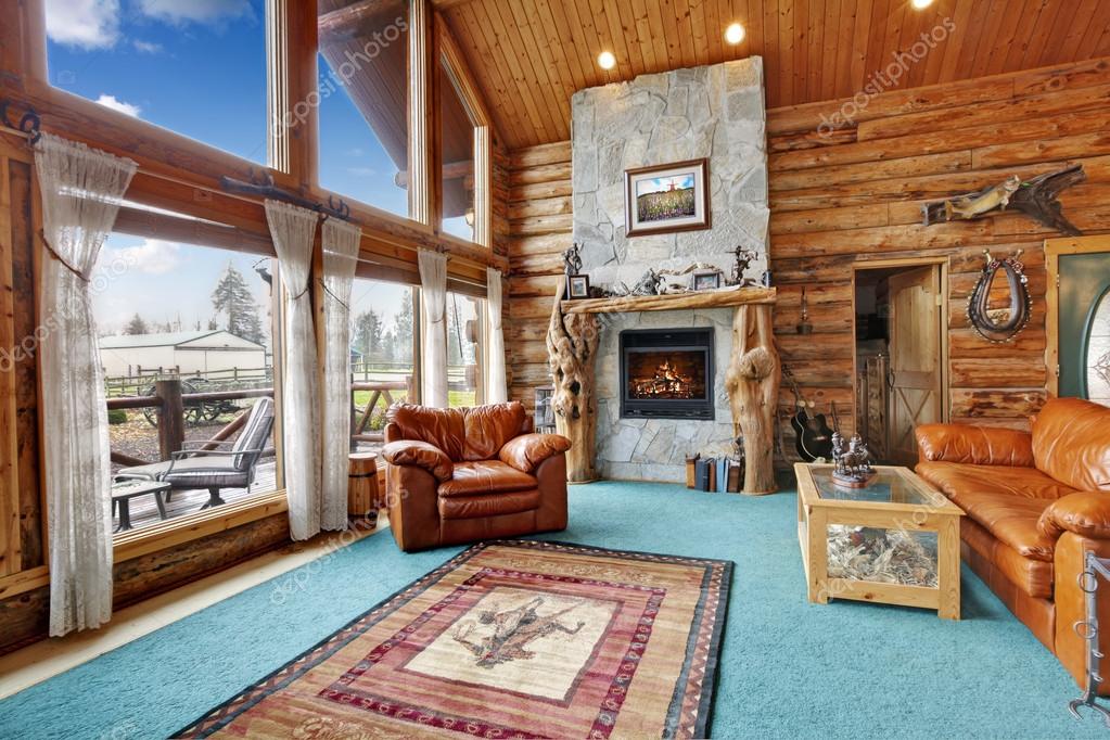 Log Cabin Living Room Stock Photo By, Log Cabin Living Rooms