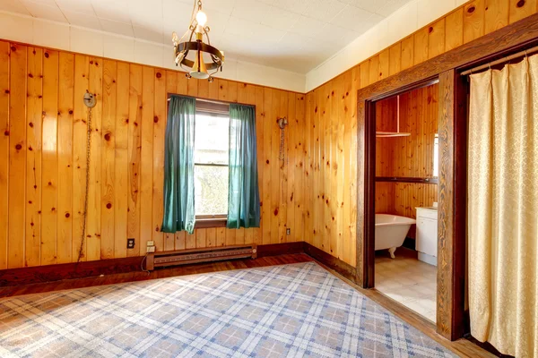 Empty plank wall bedroom — Stock Photo, Image
