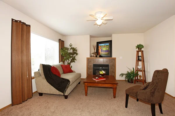 Cozy living room with a fireplace — Stock Photo, Image