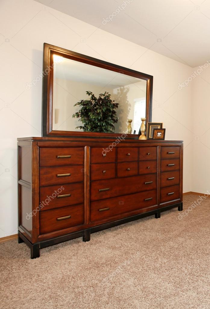 Cherry Wooden Dresser With A Mirror Stock Photo C Iriana88w
