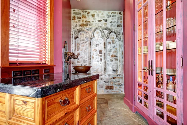 View of pink storage built-ins — Stock Photo, Image