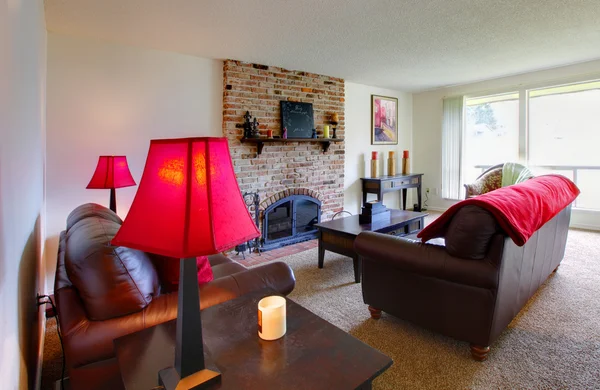 Beautiful living room with a fireplace — Stock Photo, Image