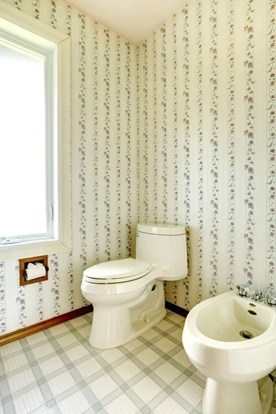 Floral bathroom with toilet and bidet — Stock Photo, Image