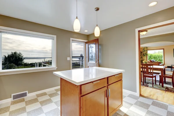 View of kitchen island and open door — Stock Photo, Image