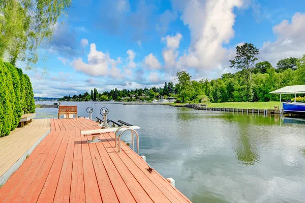 Private dock with chairs — Stock Photo, Image