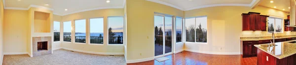 Otevřete plán prostorového uspořádání. panoramatický pohled na interiér domu — Stock fotografie