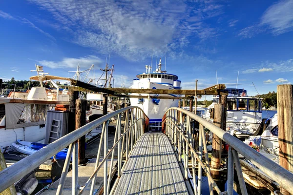 Vue sur quai avec bateaux, Tacoma, WA — Photo