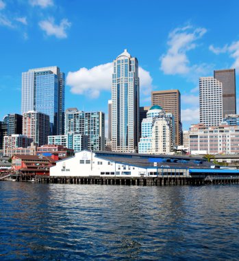 Feribot Downtown manzara. Seattle, wa