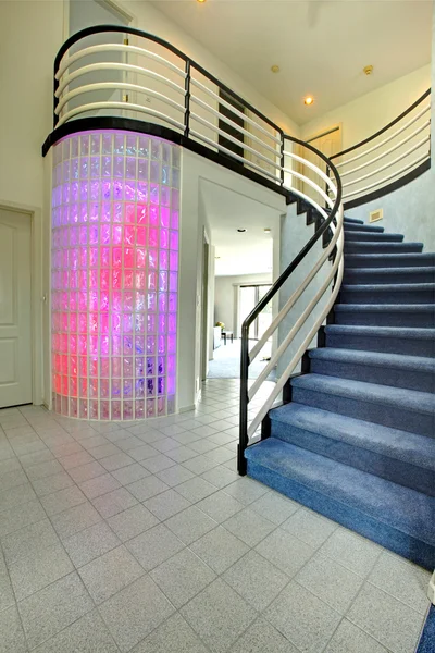 Modern foyer with glass block wall trim — Stock Photo, Image