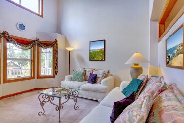 Living room with high ceiling