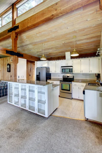 Cabane en rondins intérieur. Salle de cuisine — Photo