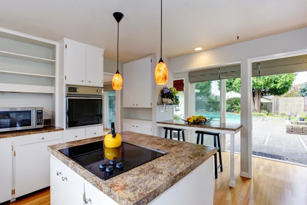 Kitchen room with walkout deck — Stock Photo, Image