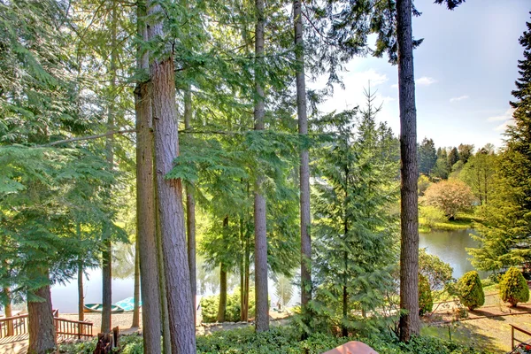 Hermosa vista del paisaje de la naturaleza desde la cubierta walkout — Foto de Stock