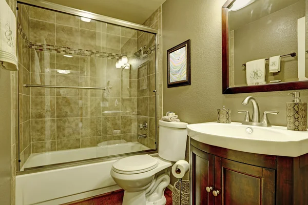 Salle de bain intérieure avec douche en verre — Photo