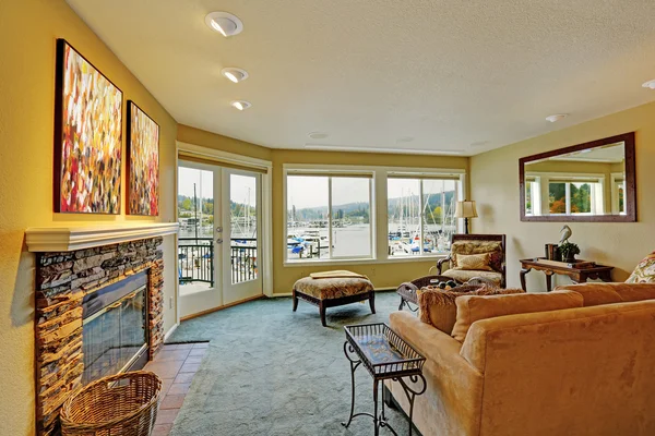 Living room with water front view — Stock Photo, Image