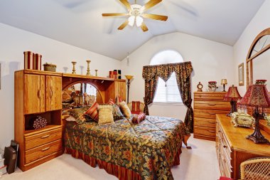 rustik mobilya set ile yatak odası iç