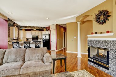 Evin iç. oturma ve mutfak Oda