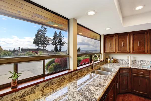 Kitchen room interior with window view — Stock Photo, Image