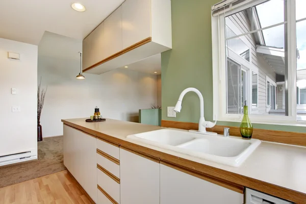 Simple mint kitchen interior in empty house — Stock Photo, Image