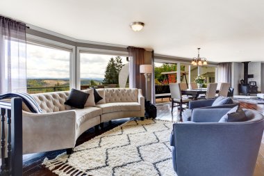 Elegant living room interior in luxury house clipart