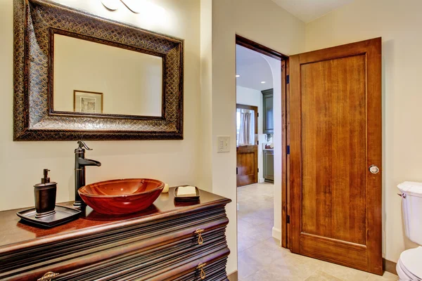 Luxury bathroom vanity cabinet with vessel sink — Stock Photo, Image