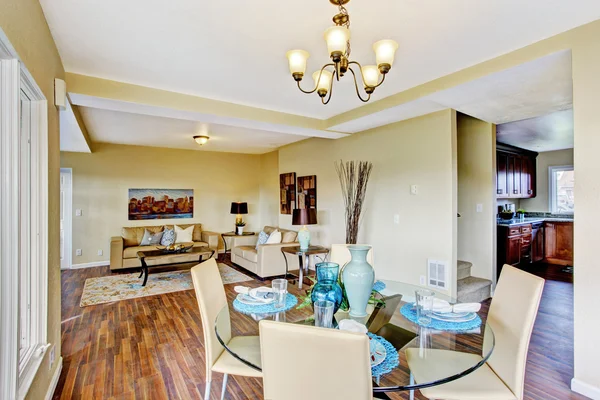 Ivory dining area with served table — Stock Photo, Image