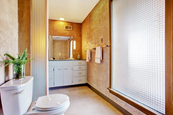 Bathroom interior with large window — Stock Photo, Image