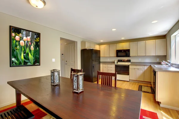 Kitchen room interior with dining table set — Stock Photo, Image