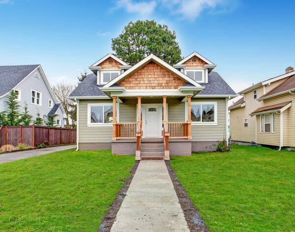 House exterior. Entrance porch with walkway