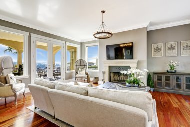 Etkileyici oturma odası iç lüks evde