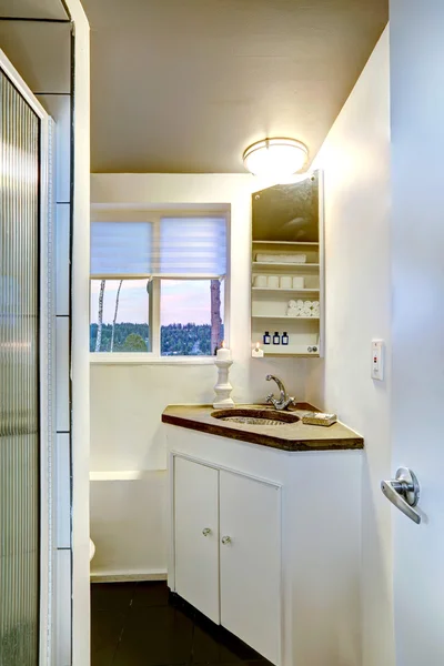 Petite salle de bain intérieure avec armoire — Photo