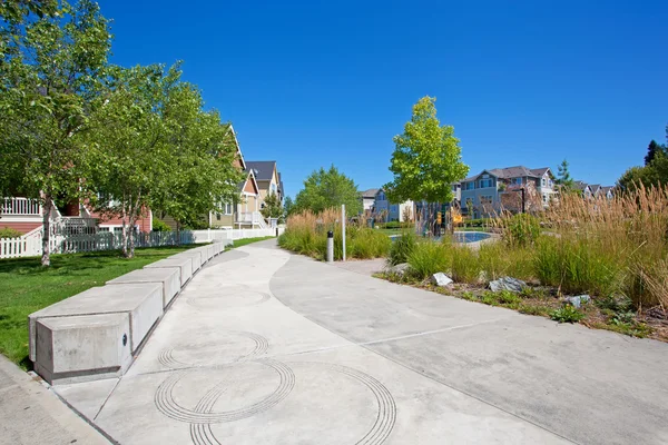 Walkway and playground. Residential complex — Stock Photo, Image