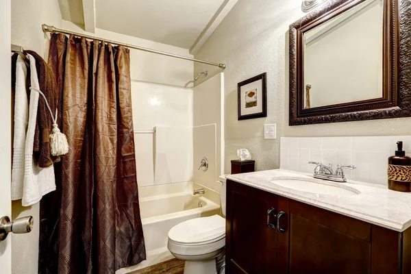 Interior del baño blanco y marrón — Foto de Stock