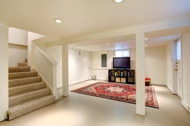 House interior. Basement room with TV clipart