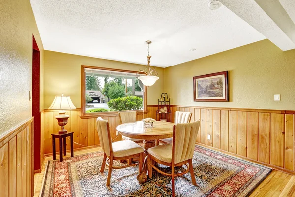 Dining room in log cabin house — Stock Image Dining room in log cabin house Royalty Free Stock Photos