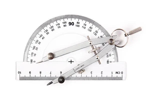 Compass on protractor — Stock Photo, Image