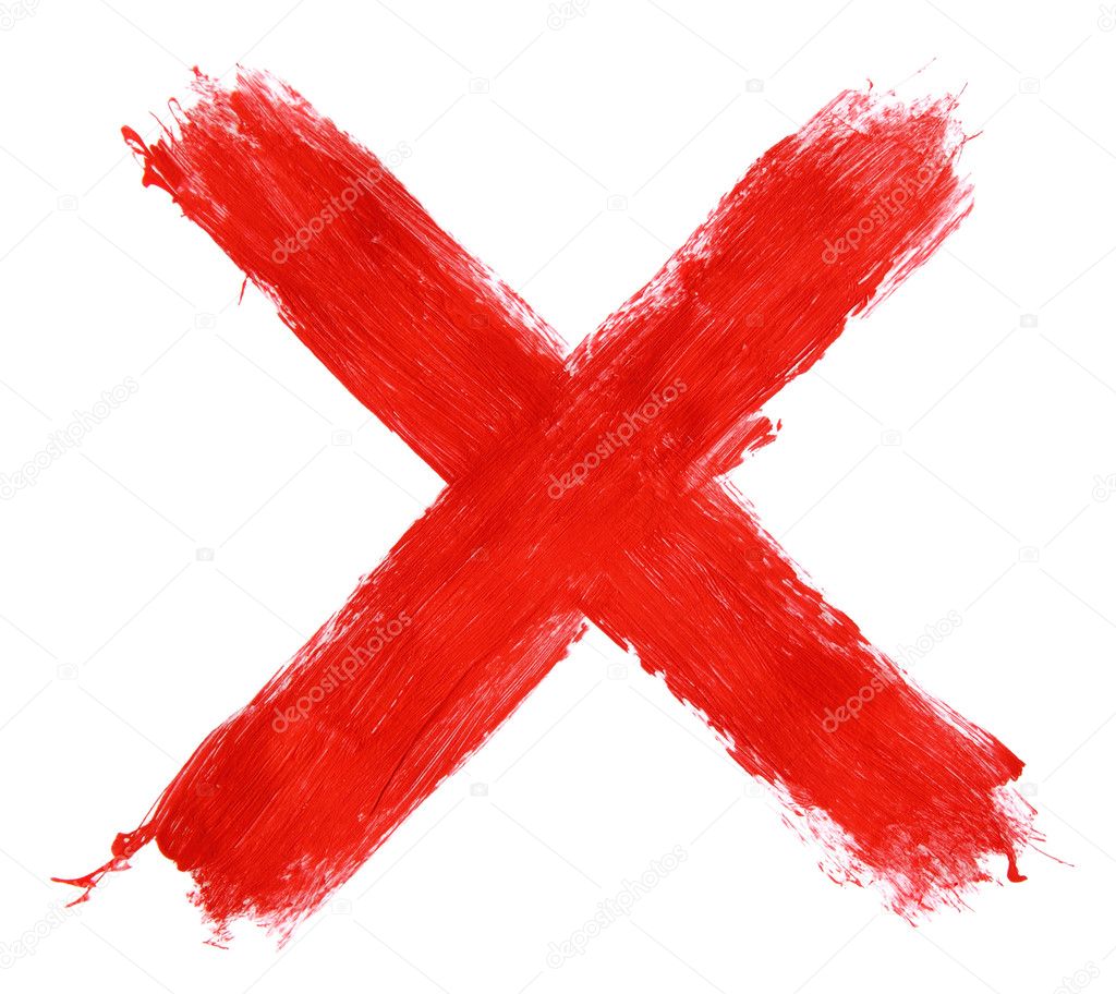 Painted X mark on white