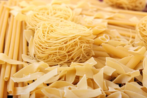 Spaghetti, noodles and penne rigate — Stock Photo, Image