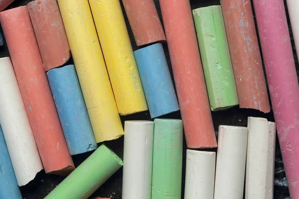 Closeup Colorful Chalk Pieces Top View — Stock Photo, Image