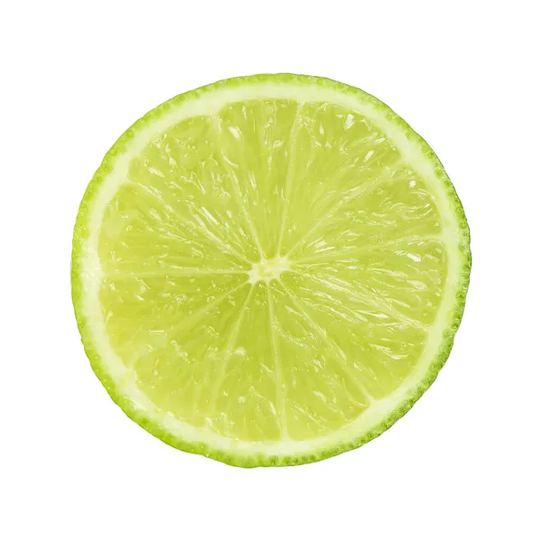 Closeup Lime Slice Isolated White — Stock Photo, Image