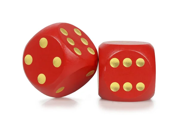 Red Wooden Dice Isolated White — ストック写真