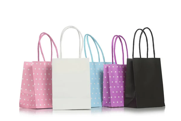 Colorful Paper Shopping Bags Isolated White — Stock Photo, Image